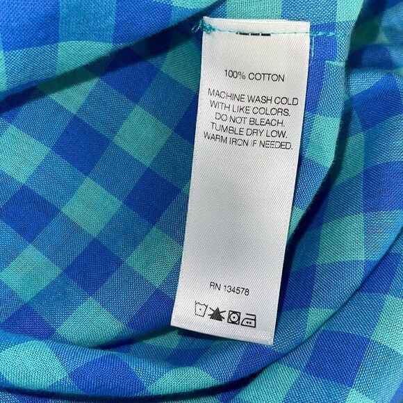 Vineyard vines Shirt Womens Size 2 pop over roll up sleeves gingham Cotton - Picture 7 of 9